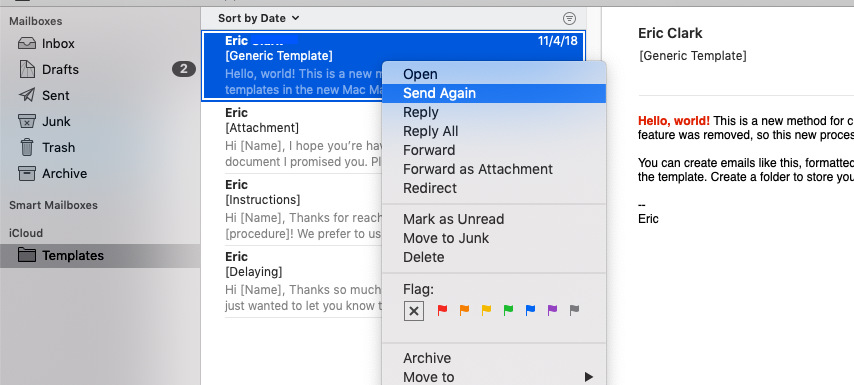 using templates in outlook for mac